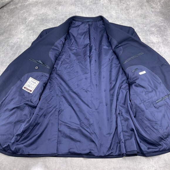 Jos A Bank 1905 Blazer Men 48R Blue Pinstripe Slim Fit Nylon‎ Wool Jacket - Picture 10 of 14